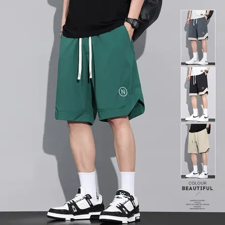 夏天冰丝男士宽松五分休闲短裤运动夏季薄款男生篮球中裤2023新款商品大图