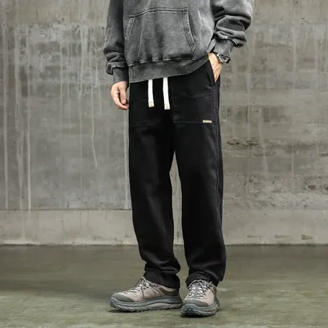 裤子男款百搭休闲束脚工装裤透气时尚直筒束脚裤潮流休闲裤潮流男商品大图