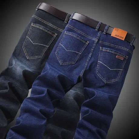 秋冬新款男装修身直筒牛仔裤男韩版潮流弹力裤子青少年怀旧长裤男商品大图