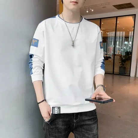 圆领卫衣男2023秋季新款潮流时尚休闲百搭长袖T恤打底衫男装上衣图片