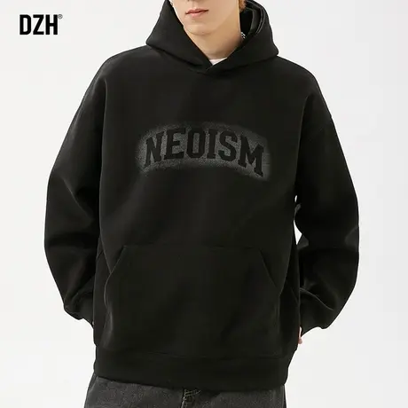 男生黑色重磅卫衣男春秋美式高街连帽休闲外套潮牌2024新款连帽衫商品大图