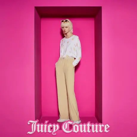 Juicy Couture橘滋新款芒果奶昔简约刺绣罗纹腰女休闲裤商品大图