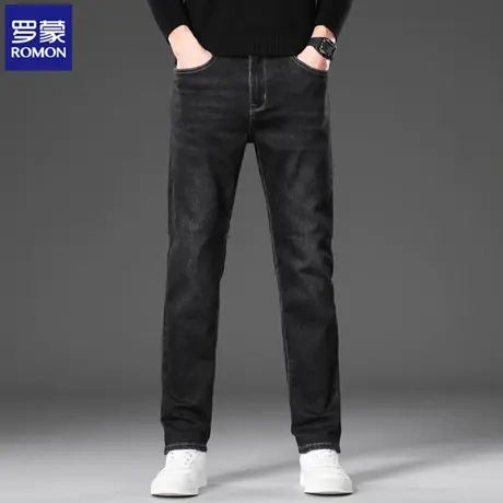 罗蒙2023新款男士牛仔裤厚款秋冬季商务休闲男裤百搭直筒长裤子图片