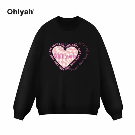 Ohlyah潮牌情侣卫衣男女装宽松长袖套头衫圆领运动服新款同款ins商品大图