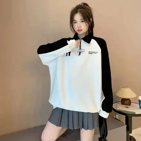 宽松慵懒风卫衣女2023新款秋季洋气减龄休闲百搭chic复古港味上衣图片