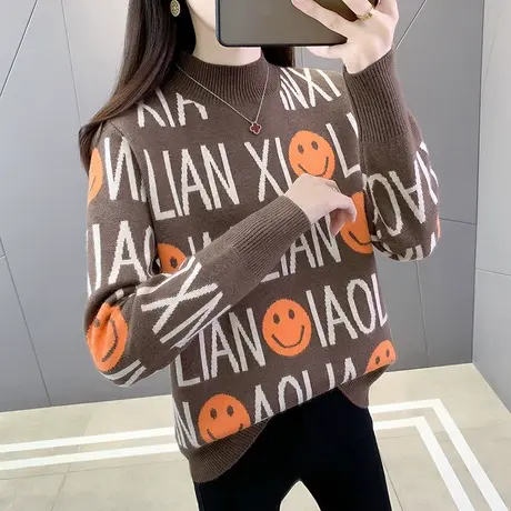 半高领毛衣女宽松套头打底衫女春装新款内搭爆款百搭洋气针织衫女商品大图