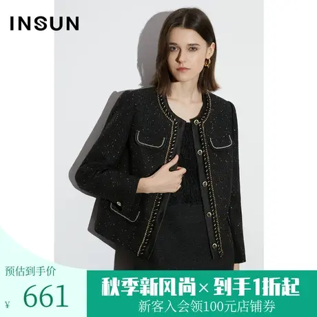 [售罄下架]恩裳2023春新款重工珠片绣工艺轻奢粗花呢香风外套商品大图