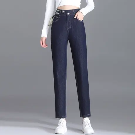 哈伦牛仔裤女早秋新款高腰烟管裤梨型身材蓝色时尚百搭直筒老爹裤商品大图