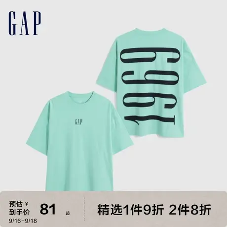 Gap男女装夏季2023新款LOGO廓形水洗棉短袖T恤602757运动上衣图片