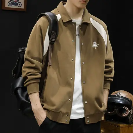 开衫卫衣外套男翻领秋季2023新款大码男士运动衣服潮牌夹克秋冬款商品大图