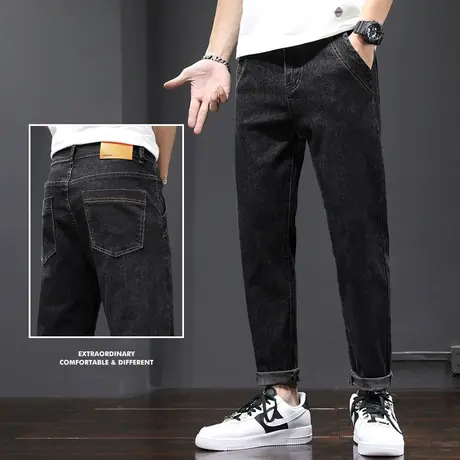 黑色牛仔长裤男士直筒宽松休闲男裤子夏季薄款2023新款春秋款秋季图片