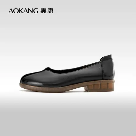 奥康女鞋 2023春秋季真皮柔软一脚蹬妈妈单鞋日常舒适复古平底商品大图