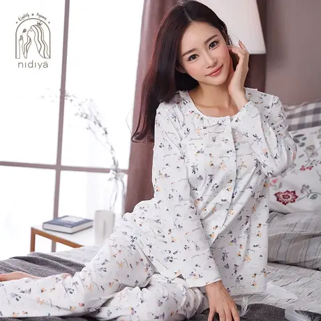 春产妇秋款哺乳睡衣纯棉长袖女秋冬薄款套装家居服秋季孕妇月子服商品大图