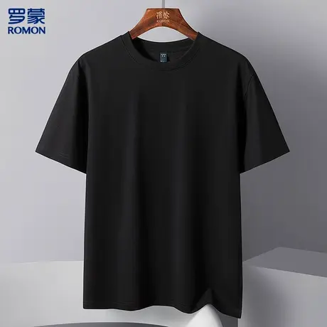 罗蒙透气干爽仿麻棉夏季男士t恤短袖纯色圆领短袖t恤男体恤图片