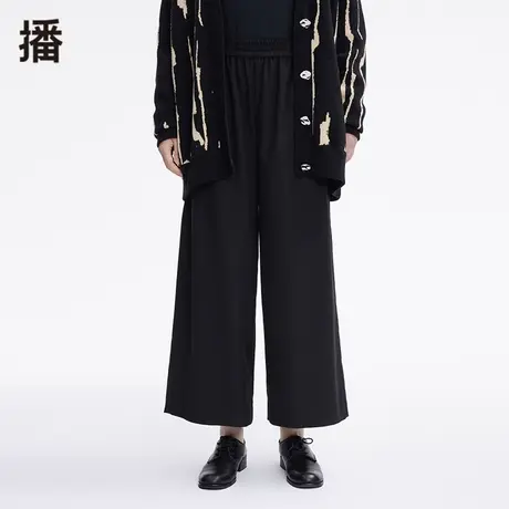 播2023冬新款休闲百搭宽松显瘦扁松紧腰垂顺阔腿裤子女BDP4KD0834商品大图