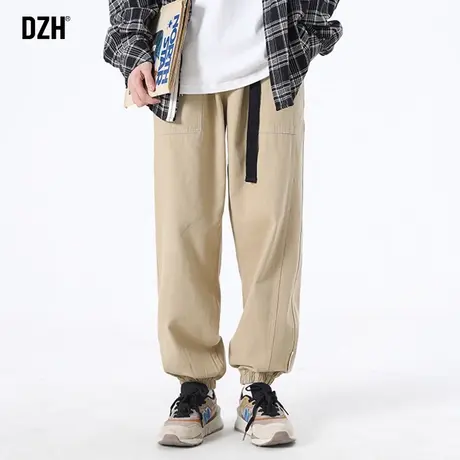 男士束脚裤男春夏日系卡其色裤子2023新款潮牌男裤休闲裤男款宽松商品大图