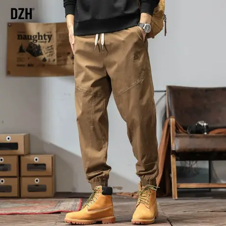 男士美式复古秋季休闲裤男束脚宽松潮牌裤子男款2023新款卡其长裤商品大图