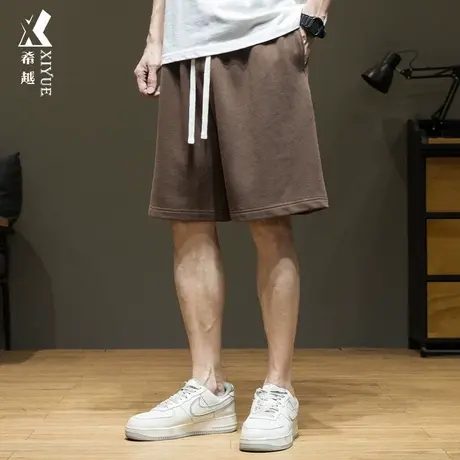 希越美式休闲短裤男2025夏季新款宽松大码男士潮牌多色直筒五分裤图片