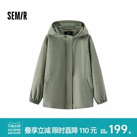 [商场同款]森马牛仔外套女休闲宽松女装2025春新款收腰夹克复古图片