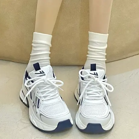回力女鞋老爹鞋女款2025新款夏季薄款网面厚底增高休闲运动鞋子女商品大图