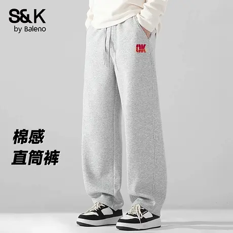 班尼路S&K美式潮牌弯刀裤男款直筒宽松秋冬款垂感重磅男士阔腿裤A商品大图