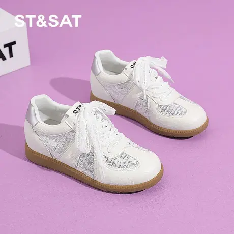 St&Sat/星期六内增高德训鞋女蕾丝网纱休闲鞋百搭小白鞋阿甘板鞋商品大图