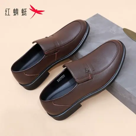 红蜻蜓男士休闲皮鞋2025秋冬新款真皮软底舒适保暖中老年爸爸棉鞋商品大图