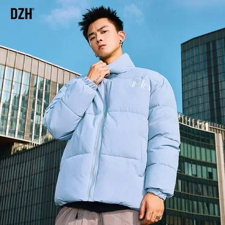 男士浅蓝色棉服男冬季加厚韩版潮流休闲立领棉衣外套宽松2023新款商品大图