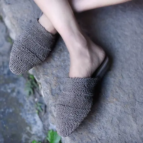 Artmu阿木原创欧美真皮编织平底包头皮拖鞋外穿舒适软底凉拖女夏商品大图