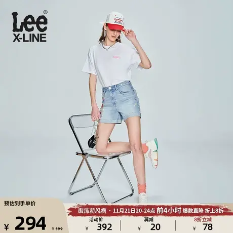 Lee23新品浅蓝色雏菊刺绣男友短裤女款LWB000194101-042图片
