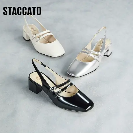 博主推荐思加图新款奶油鞋法式玛丽珍单鞋包头凉鞋女S8757AH3商品大图