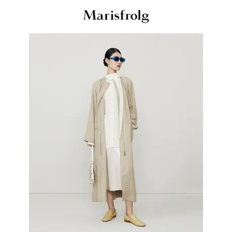 【意大利进口面料】玛丝菲尔秋季新款女装卡其色长款风衣商品大图