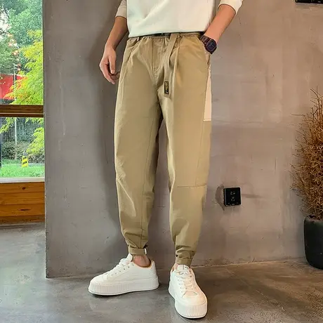 工装休闲裤男秋冬季2023新款个性拼接设计宽松痞帅潮牌束脚哈伦裤商品大图