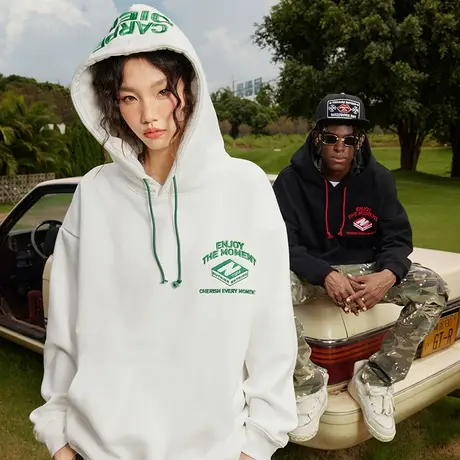 Nuthink美式刺绣字母连帽卫衣潮牌男中性风高街潮流宽松冬季外套商品大图