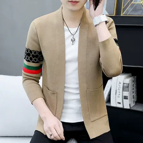 春秋季男士韩版潮牌针织衫毛衣百搭帅气个性时尚开衫外套秋装披风商品大图