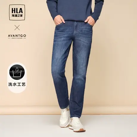 HLA/海澜之家轻商务经典系列牛仔裤2023秋季新款五袋款洗水裤子男商品大图