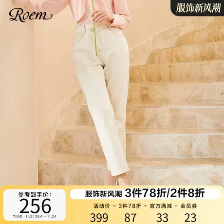 Roem简约休闲百搭直筒牛仔裤2023年春秋新款高腰通勤时尚长裤女商品大图