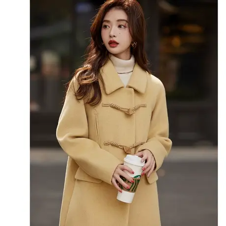 时尚毛呢外套2023年冬季新款女设计感温柔百搭韩版加棉厚款上衣图片