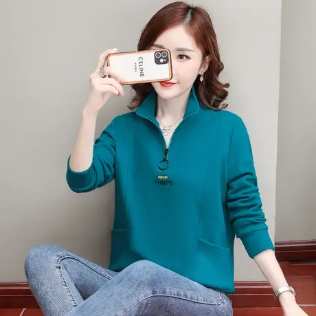 女士卫衣2024年新款时尚半拉链休闲运动上衣春秋季百搭款图片