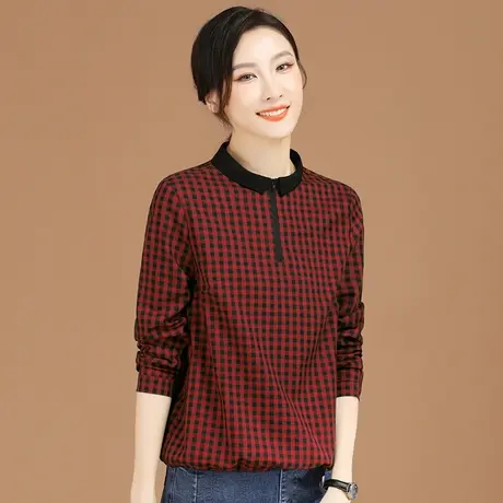 韩潮袭人娃娃领格子长袖衬衫女2024年新款春装上衣衬衣设计感小众图片
