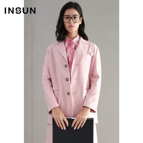 INSUN恩裳春季宽松韩版粉色西装外套商品大图