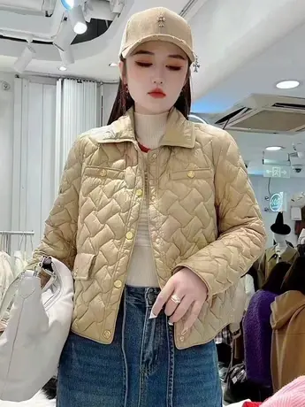 小香风轻薄羽绒棉服女短款2023年新款秋冬季翻领小个子时尚外套潮图片