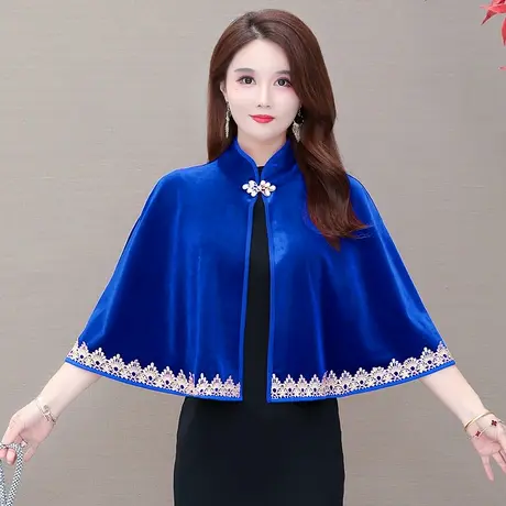 配旗袍礼服外搭春秋装小披肩女式短外套开衫秋冬百搭金丝绒小坎肩图片