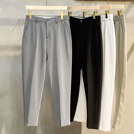 小西裤男修身直筒休闲裤冰丝男士高级垂感黑色西装裤子2025夏季商品大图