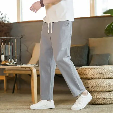 亚麻裤男棉麻裤子中国风男装休闲长裤夏季宽松直筒裤男士春夏男裤商品大图