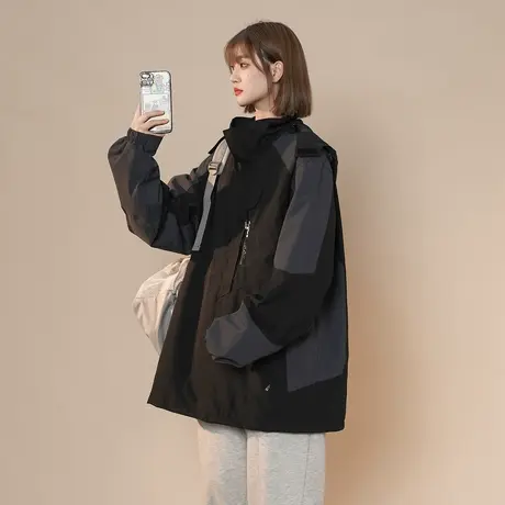 户外小个子冲锋衣男女2023新款外套爬山防风防水三合一秋冬登山服商品大图