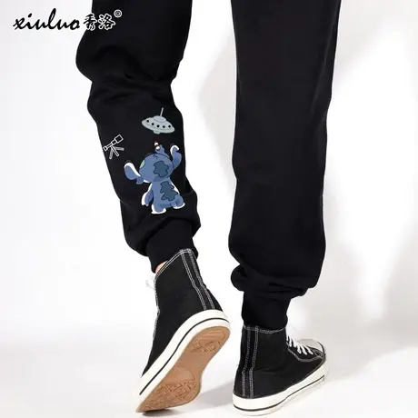 秀洛史迪仔周边联名星际宝贝情侣装卫裤男女百搭修身夏季漫画裤子图片