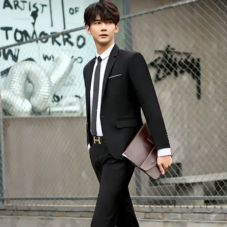 男士西服套装三件套韩版修身型职业商务正装伴郎小西装大学生礼服商品大图