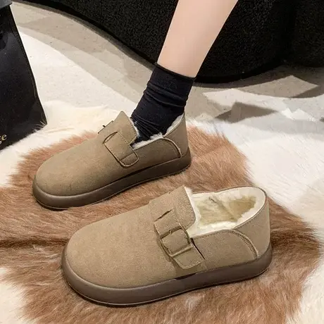 2023秋冬桑坡勃肯鞋女加绒爆款软木懒人博肯鞋日系复古全包头单鞋商品大图