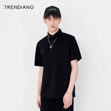 TRENDIANO官方潮牌男装夏季新款撞色领Polo衫男时尚休闲纯棉短袖图片